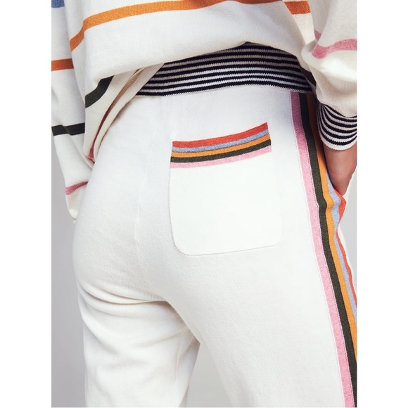 Faherty Surf Sweater Cotton Cashmere Blend Knit Jogger Pants Ivory Surf Stripe - Picture 5 of 12